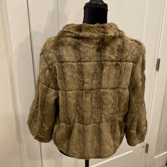 INC Swing coat NWT 3/4 sleeve faux fur by International Concept Brown Size Large - Picture 6 of 15